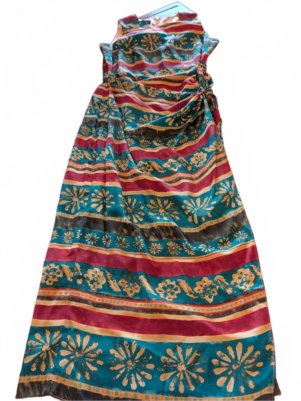 Spenser Jeremy Vintage 100% Silk Floral Maxi Dress Size 12